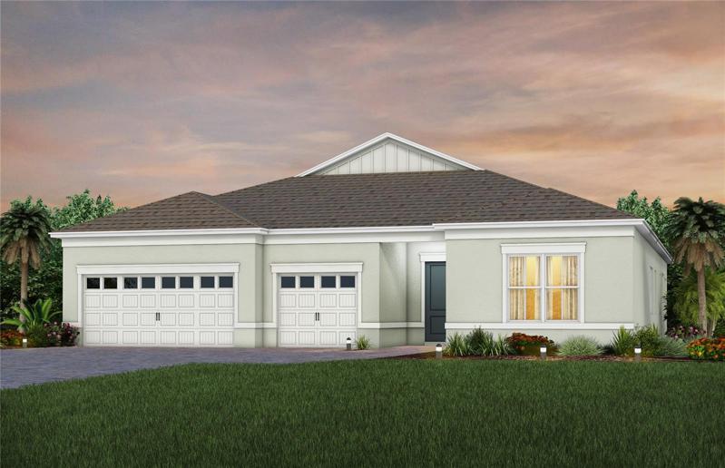 Renown Home Coastal Exterior Design. Artistic rendering for this new construction home. Pictures are for illustrative purposes only. Elevations, colors and options may vary.