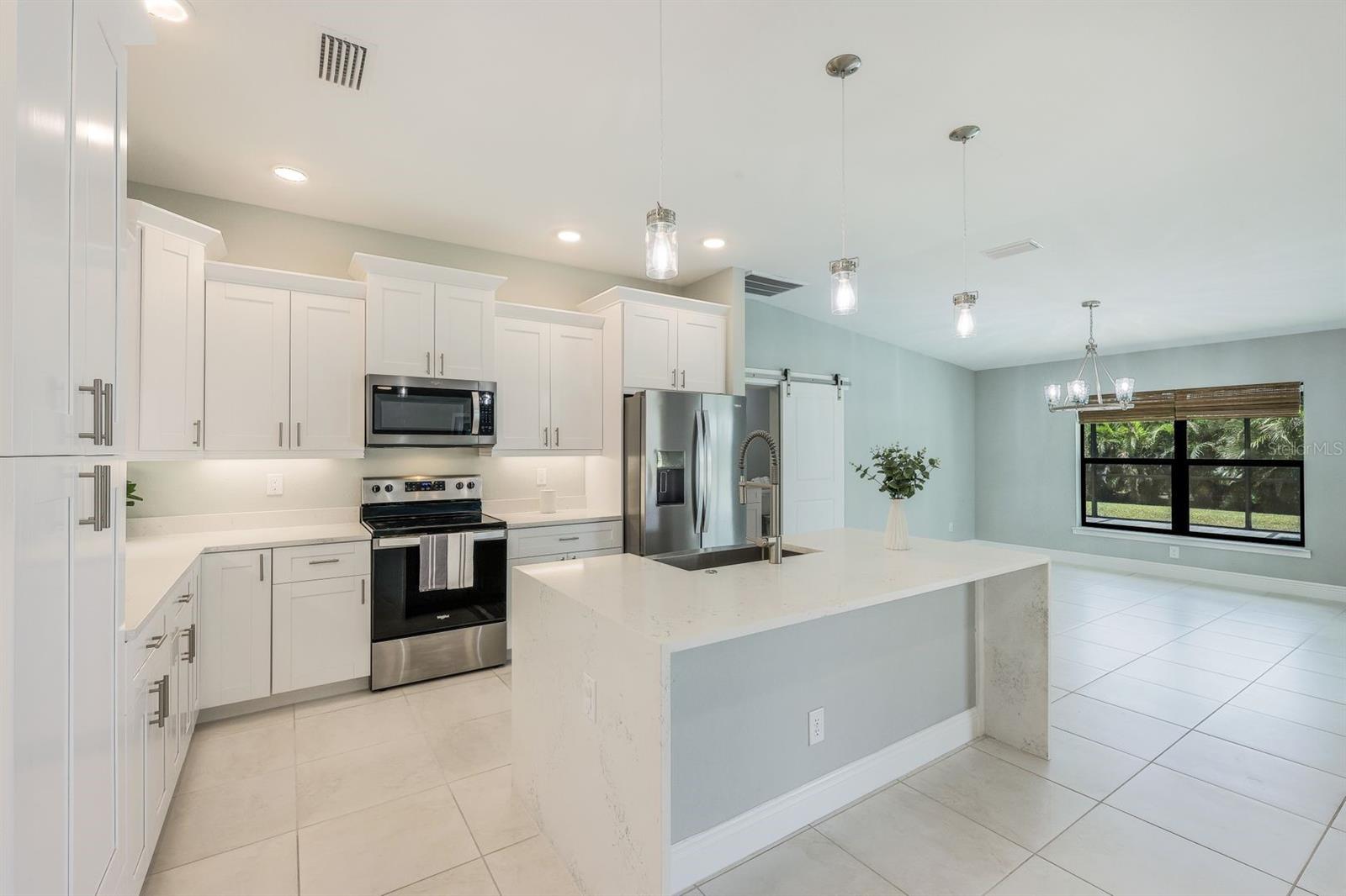 Kitchen and large dining area