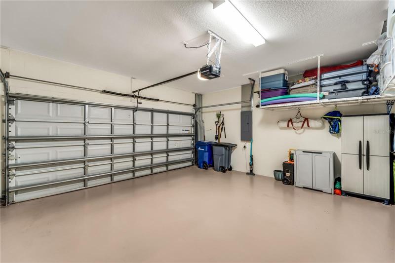 2 car garage with overhead storage