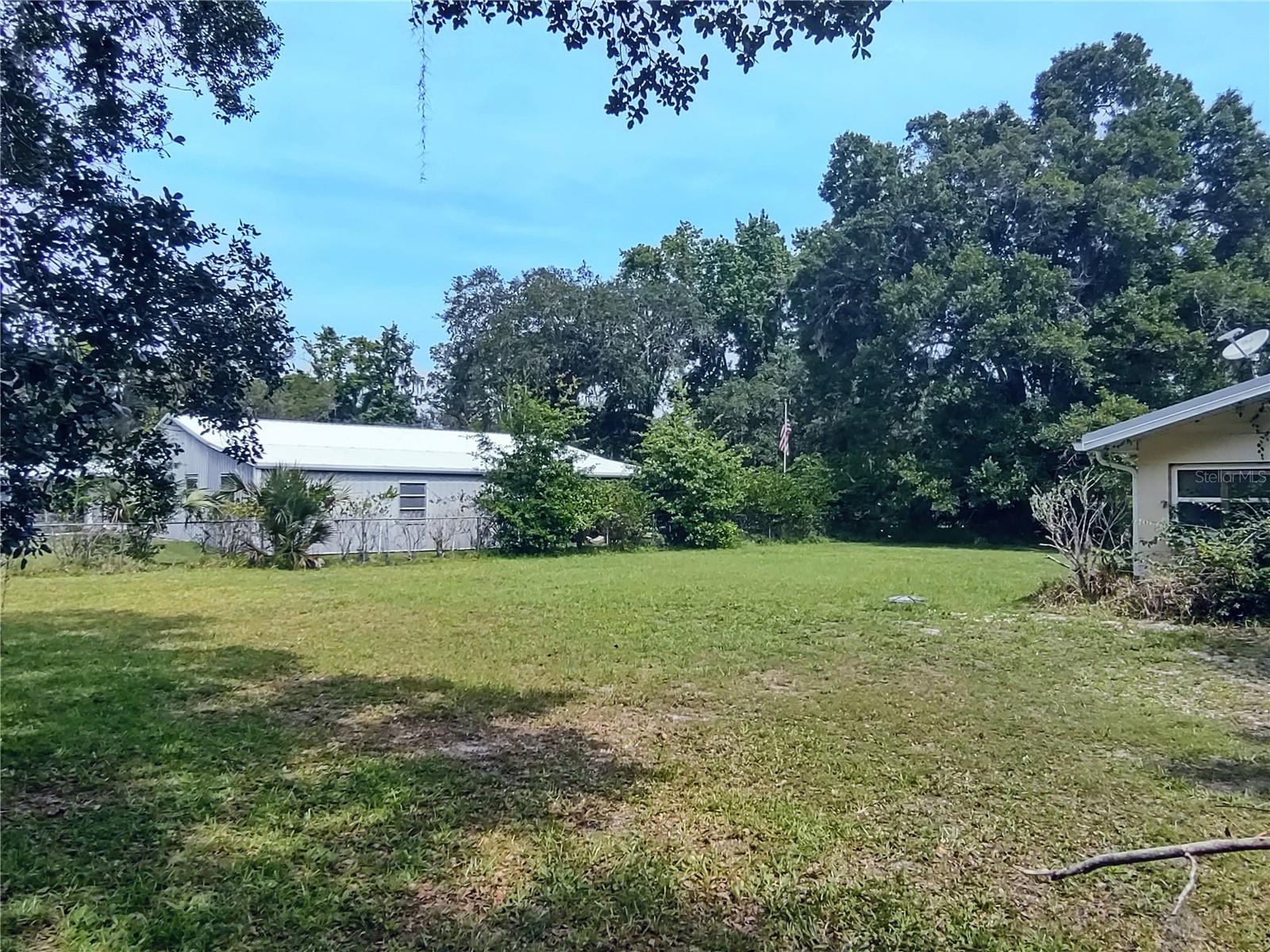 Large back yard with chain link fence