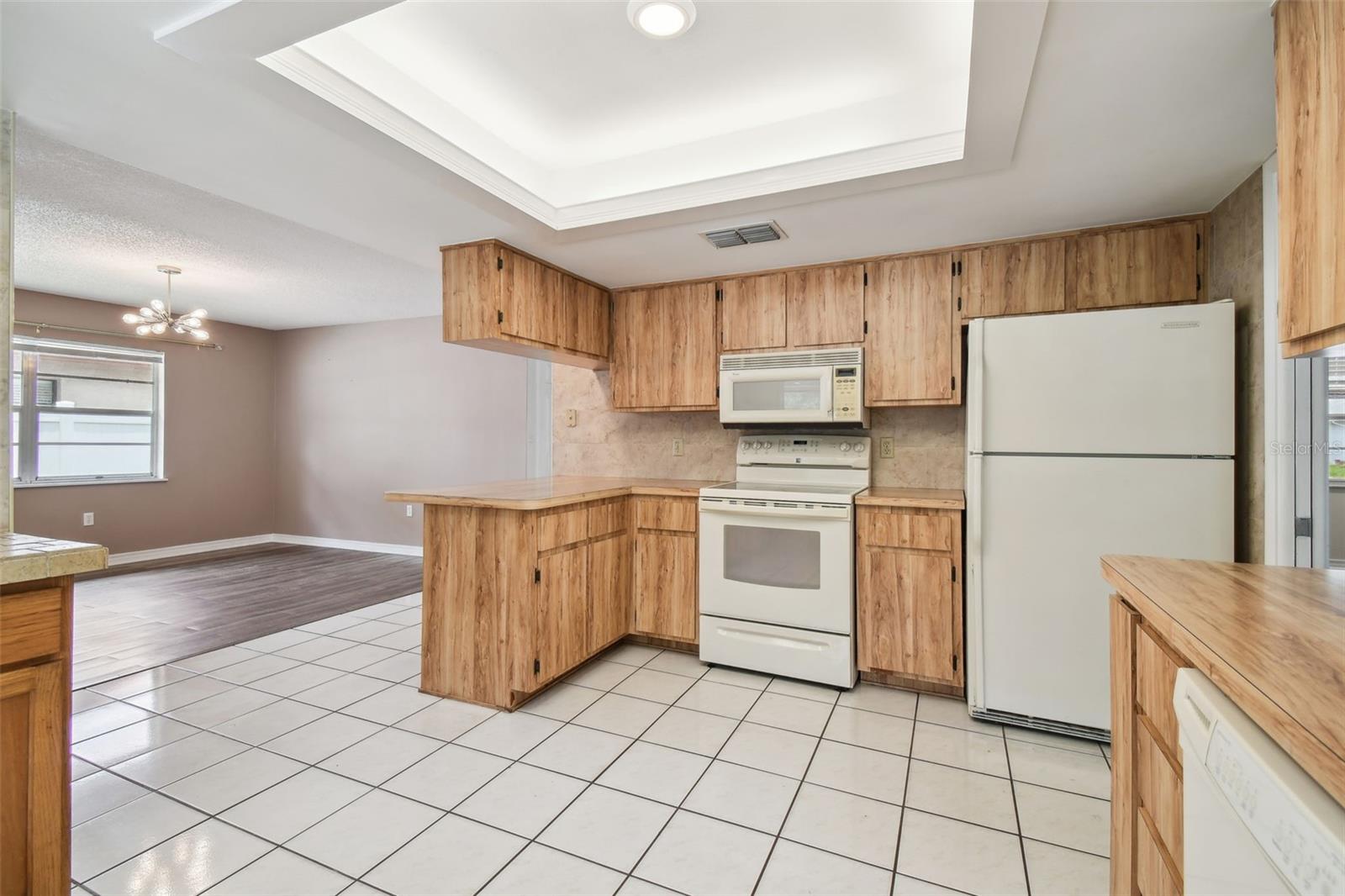 Kitchen that overlooks family room or dining area