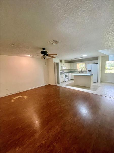 Family room and kitchen