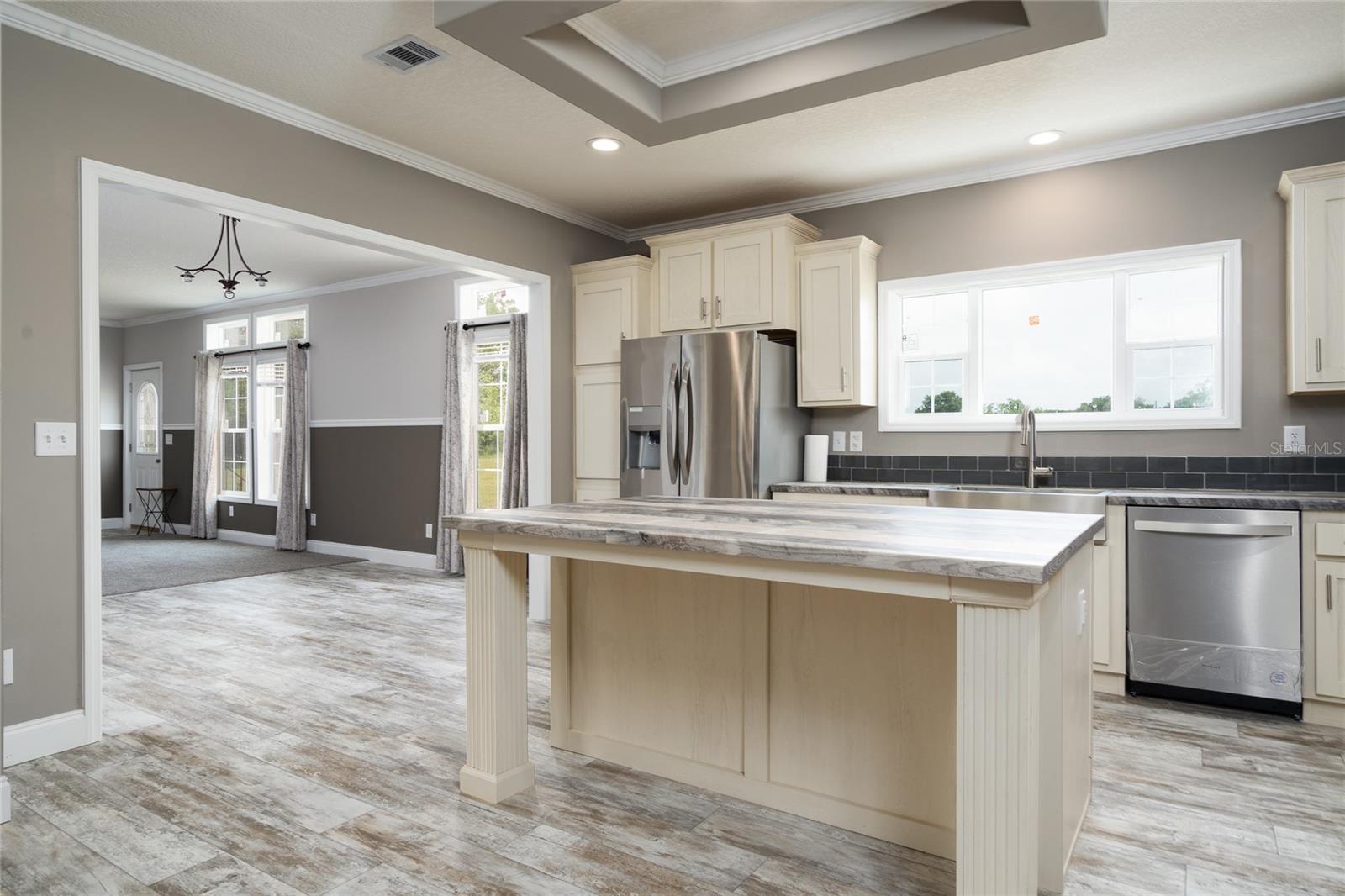 Kitchen-yes, that island is set up to allow for seating.