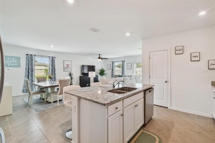 Kitchen island overlooking living area