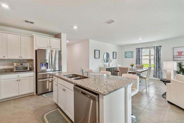 Kitchen island overlooking dining area