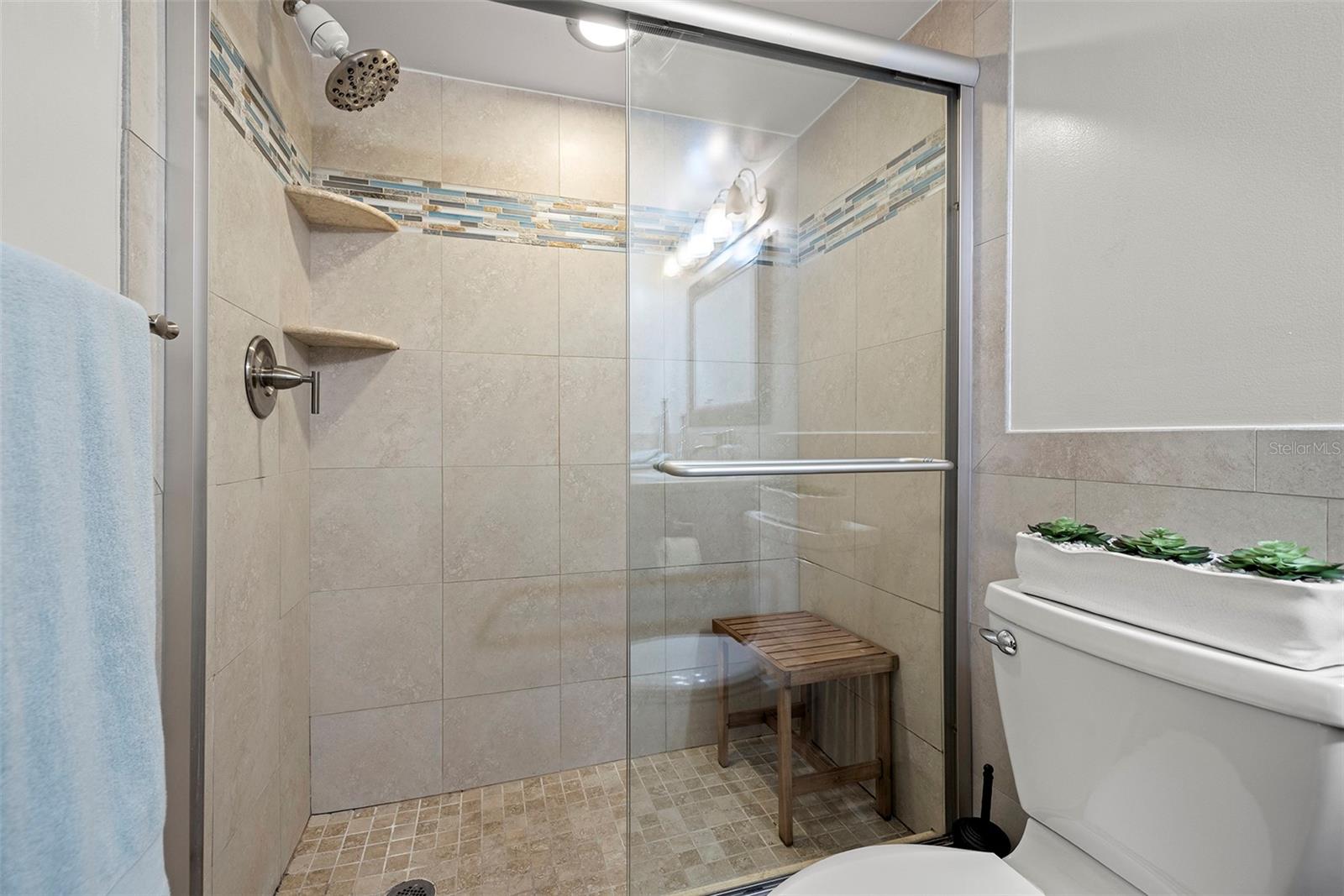 And a walk-in shower