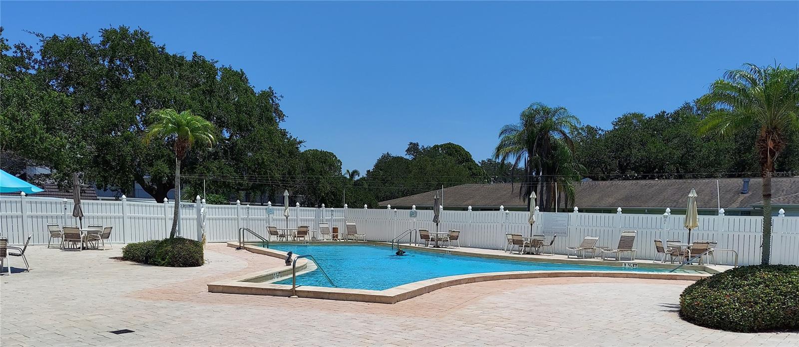 Community pool kept at a comfortable temp