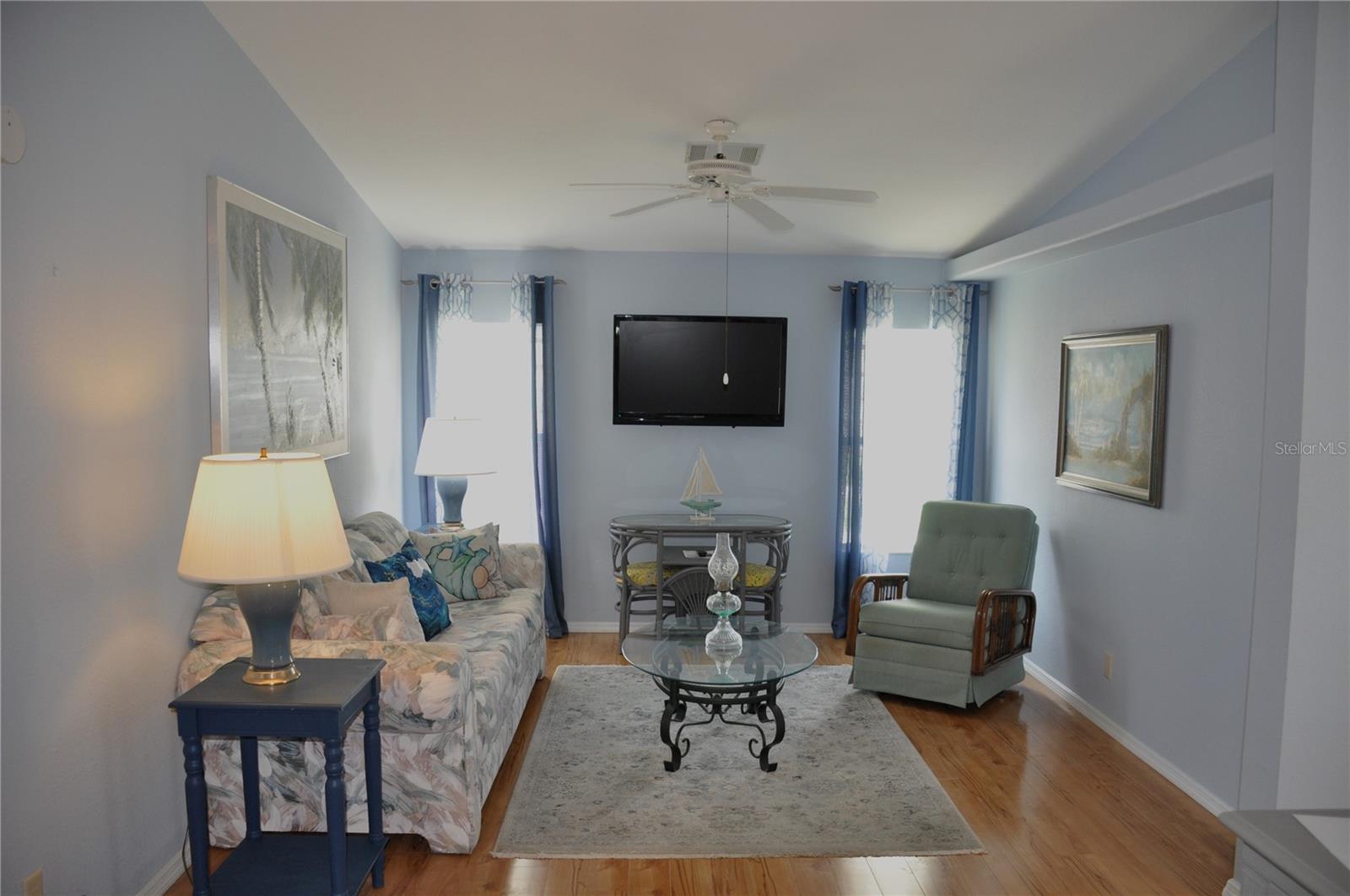 Living Room with engineered hardwood flooring