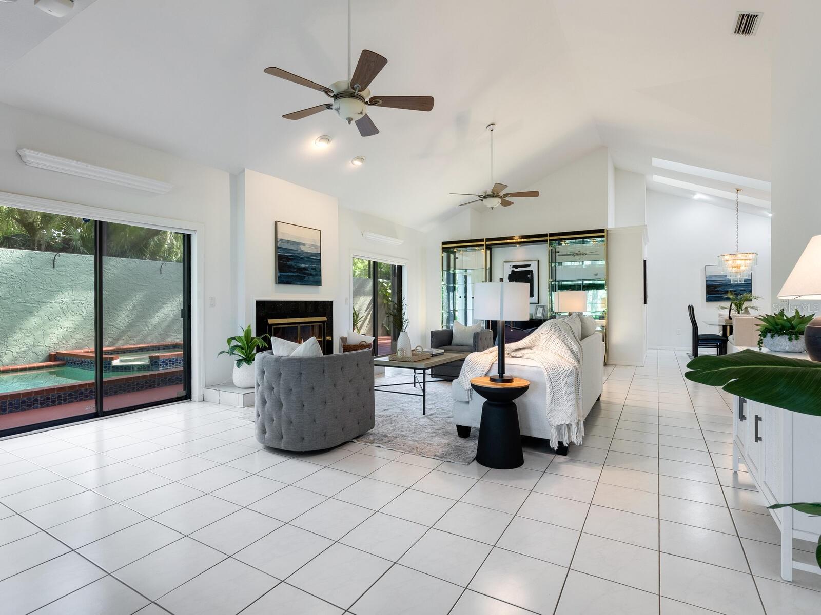 Foyer area / dining area to the left with built in buffet