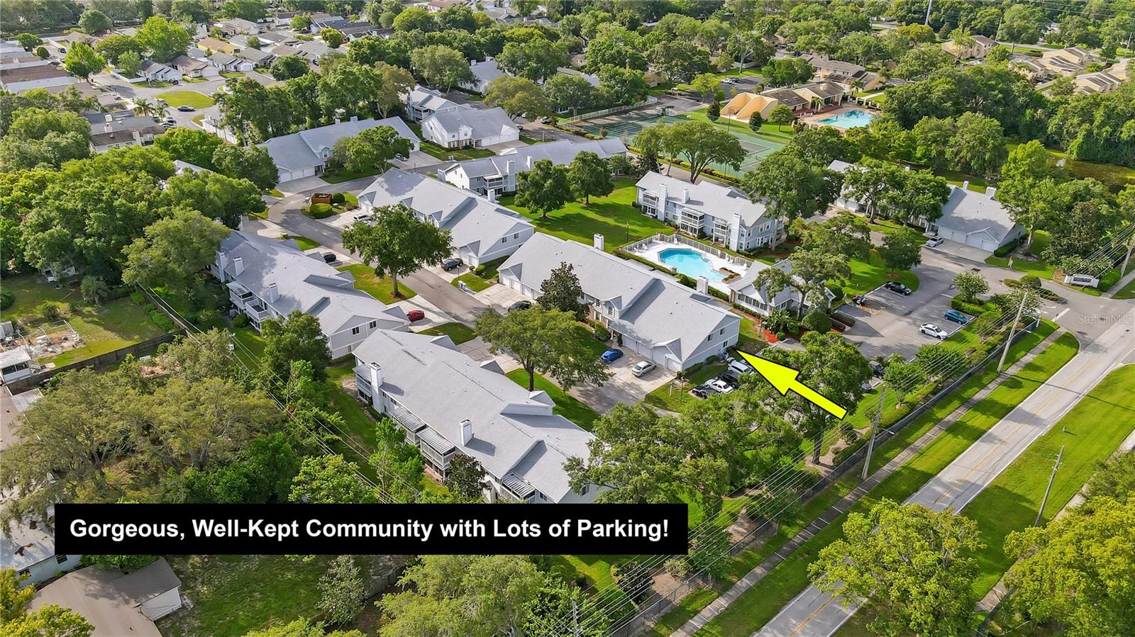 You will Love Living here with Gorgeously Landscaped Grounds and Well-Run Condo Association! Enjoy Maintenance-Free Living for Only $400/Month, which covers Your High-Speed Internet AND Cable, Your Water &amp; Sewer Bills, All Exterior Upkeep Including the ROOF, Recycling and Trash, and the Community CLUBHOUSE &amp; Sparkling COMMUNITY POOL just a few steps away! TENNIS COURTS are Yours to Enjoy Just across Fredericka Drive in the Adjacent portion of the community!
