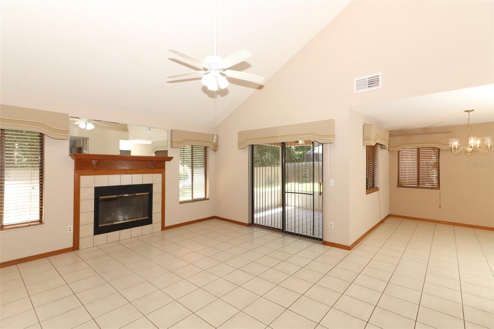 Living, dining, patio view