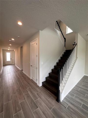 Stairs features engineered wood treads