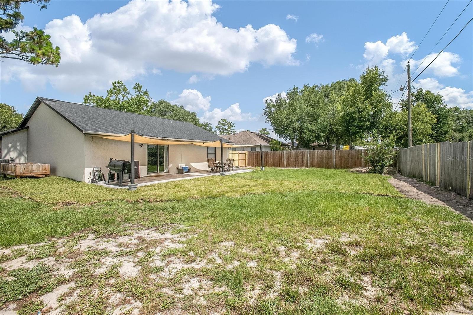 Fully fenced back yard