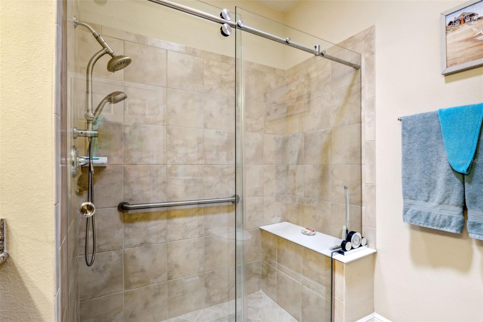 Spacious Shower with Built Bench