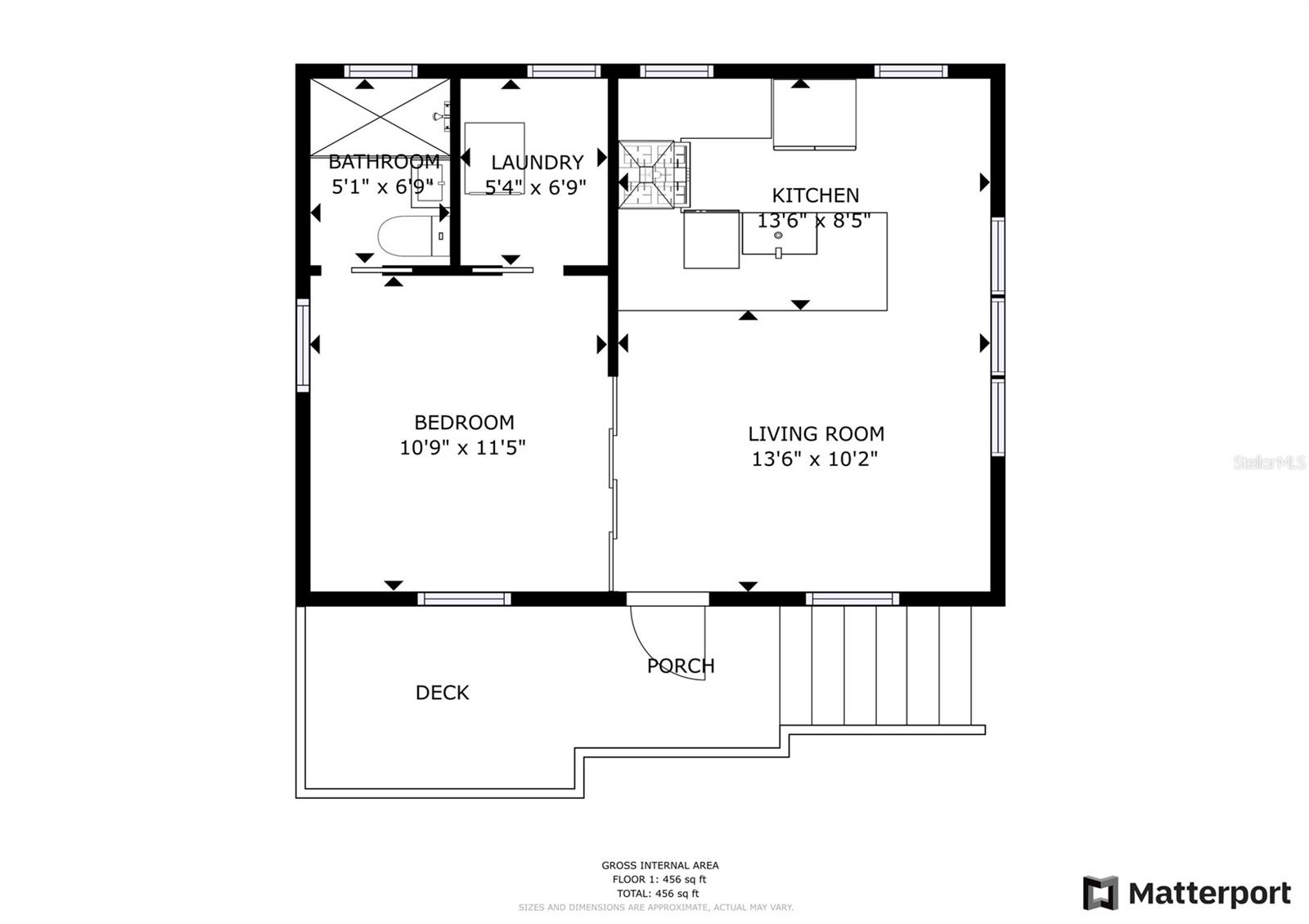 Upstairs furnished apartment floorplan