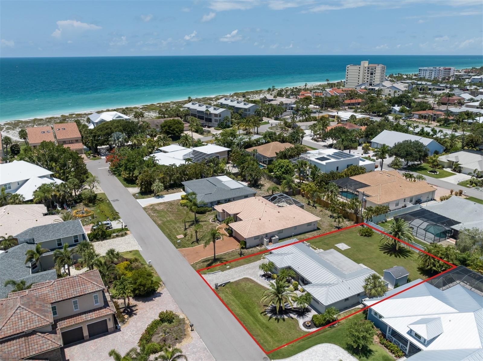 Overhead drone shot looking North