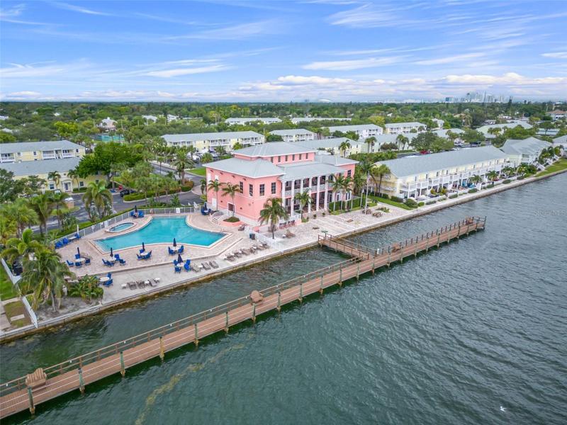 Resort style pool, spa and yacht club.