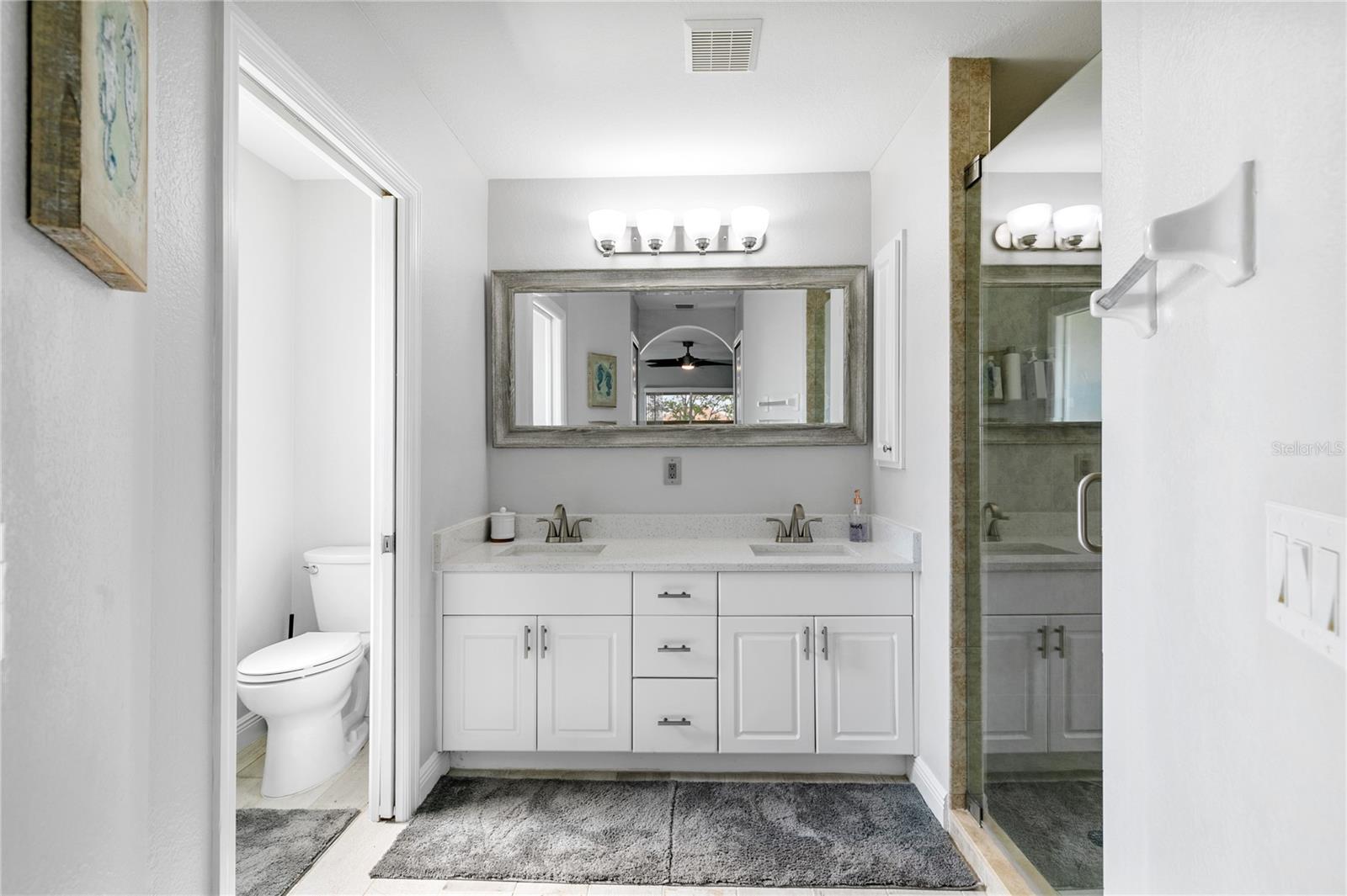 Renovated Master Bath with dual sinks