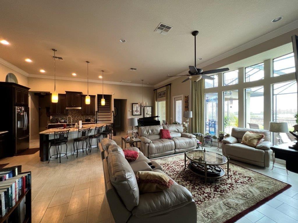 Family Room and Kitchen Viewed from Master Bedroom
