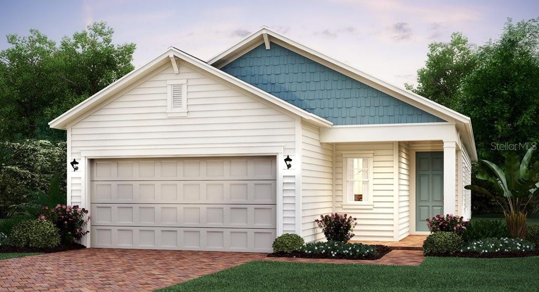 Artist rendering; illustration only; colors, features, and garage orientation may differ.