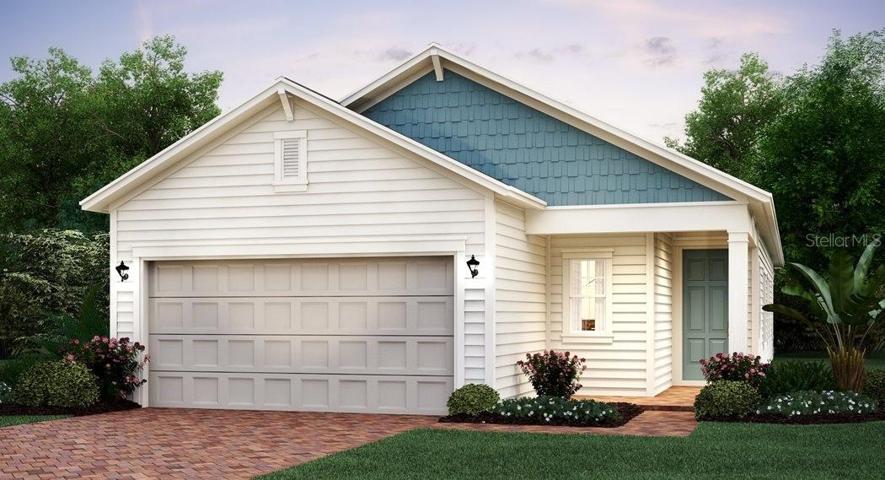 Artist rendering; illustration only; colors, features, and garage orientation may differ.