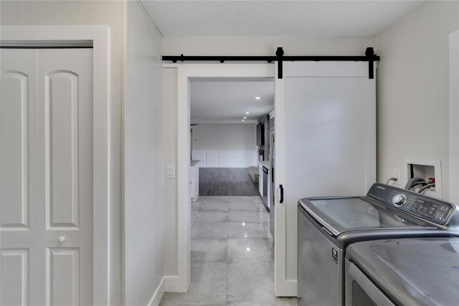 Laundry w/ Barn Door