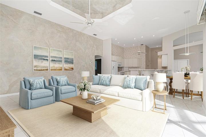 virtually stage family room & dinette