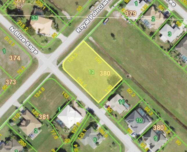 Aerial view of the double lot