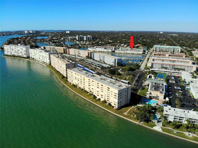 Town Shores Aerial Photo Showing the Location of The Groton Building