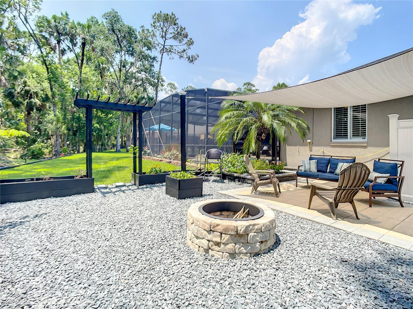 Firepit &amp; raised garden beds