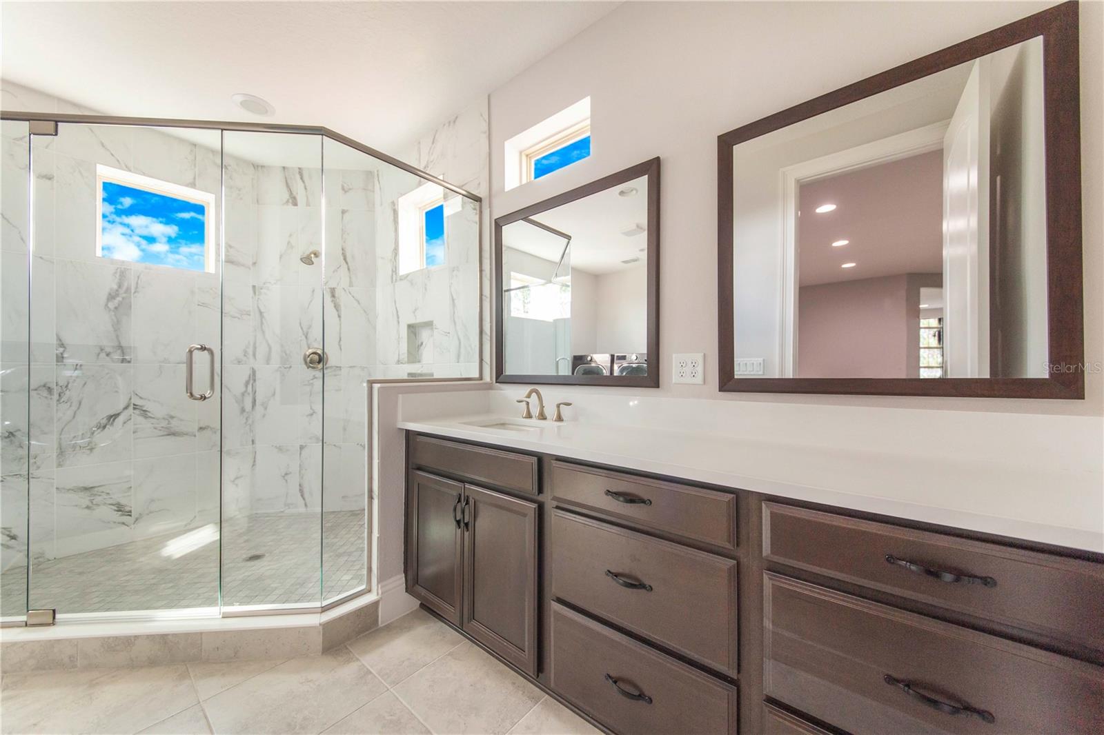 Upstairs Spare bathroom offers Huge step in Shower