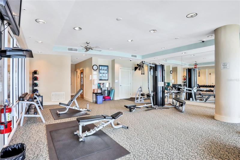 Dry sauna in fitness center