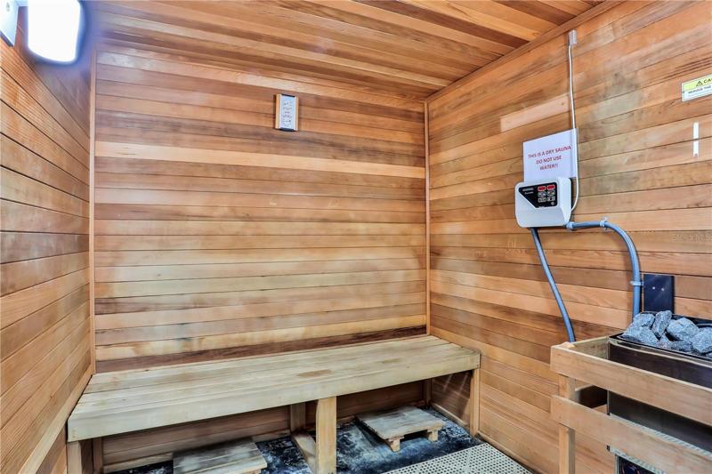 Dry sauna in fitness center