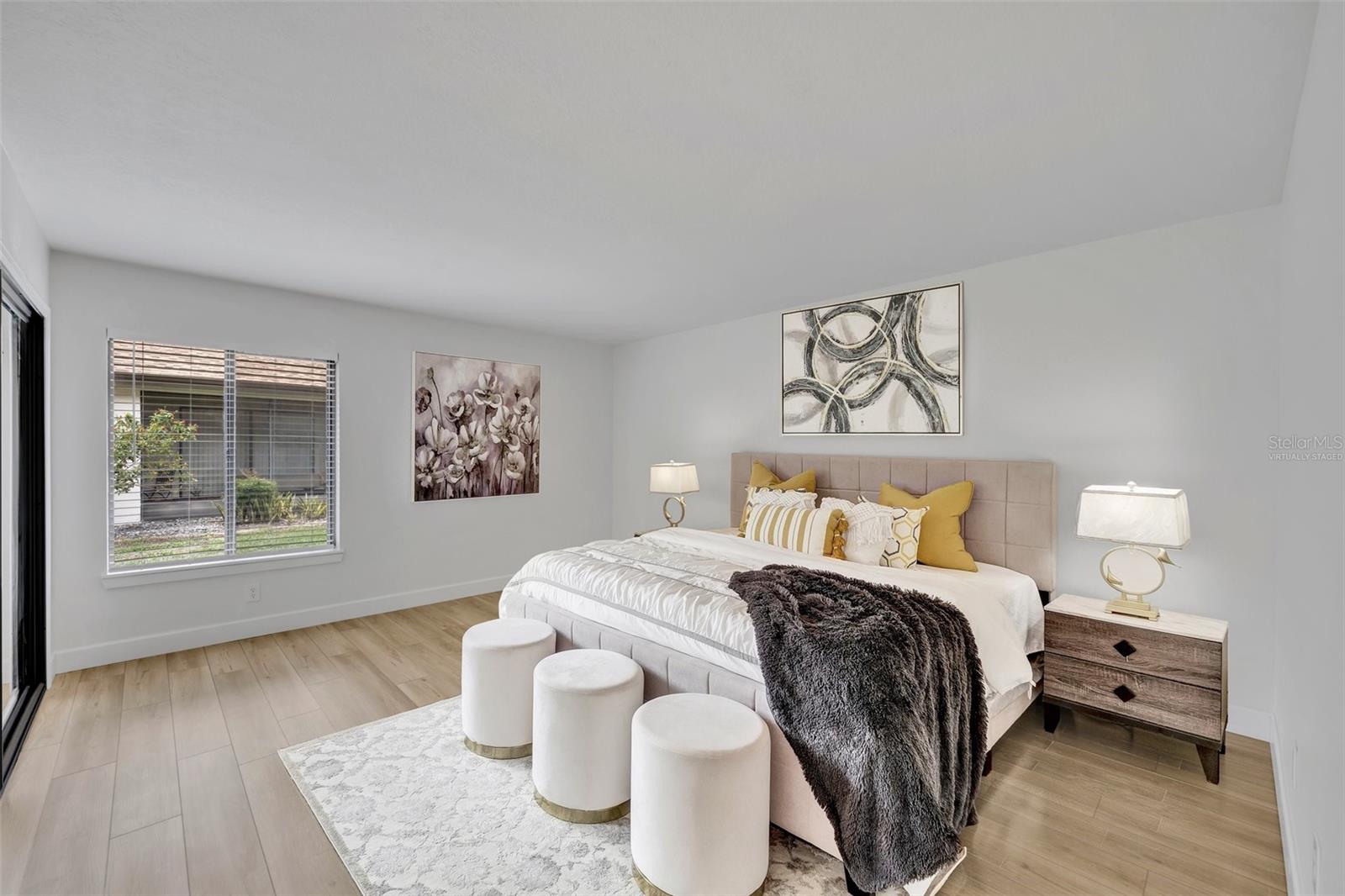 Virtually staged primary bedroom