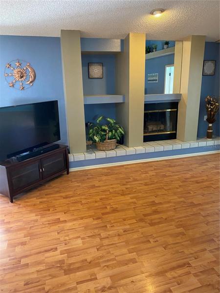 living room with fireplace