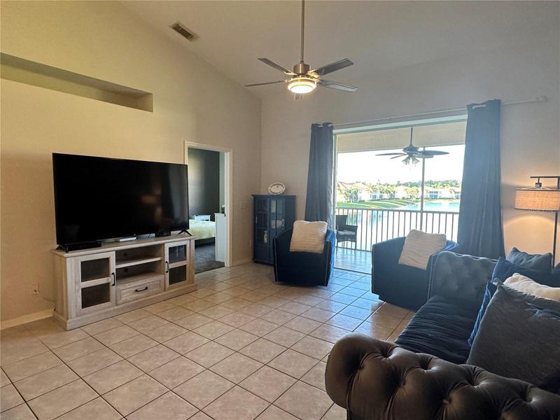 Living Room with pocket sliding glass doors to lanai