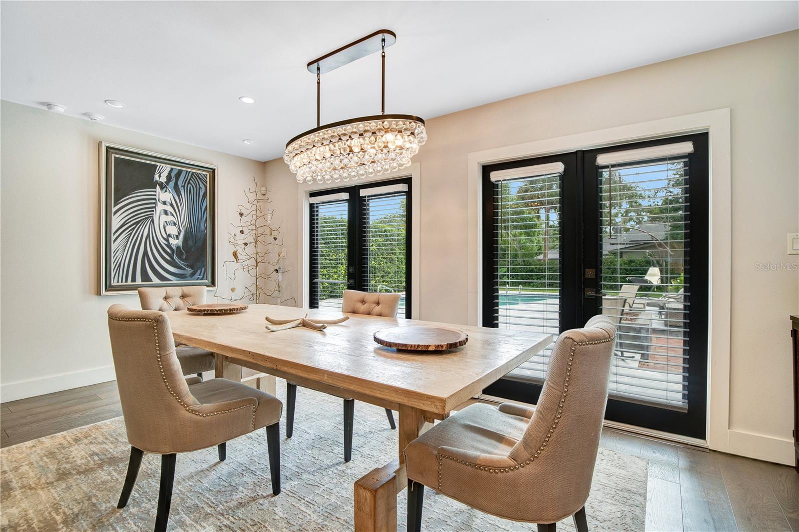 Dining room with French doors to patio &amp; pool