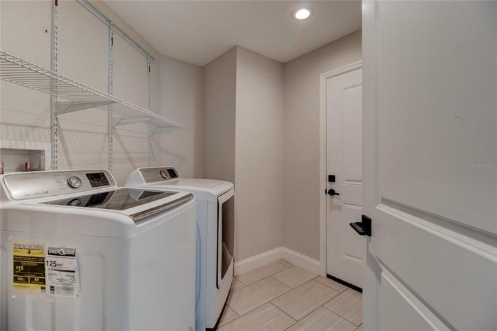 Laundry room. New washer and dryer convey