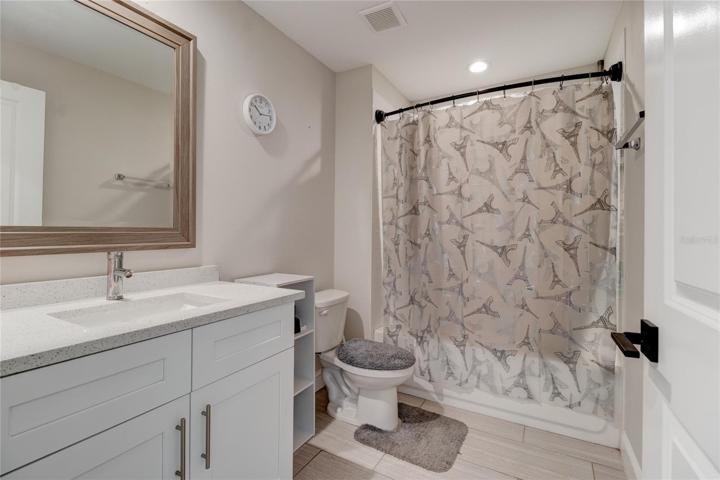 Guest bathroom shower tub combo