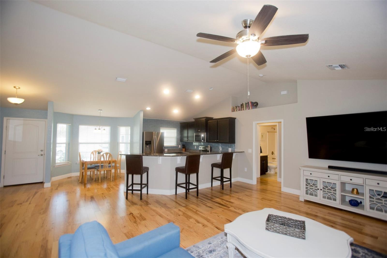 Hardwood floors, cathedral ceilings