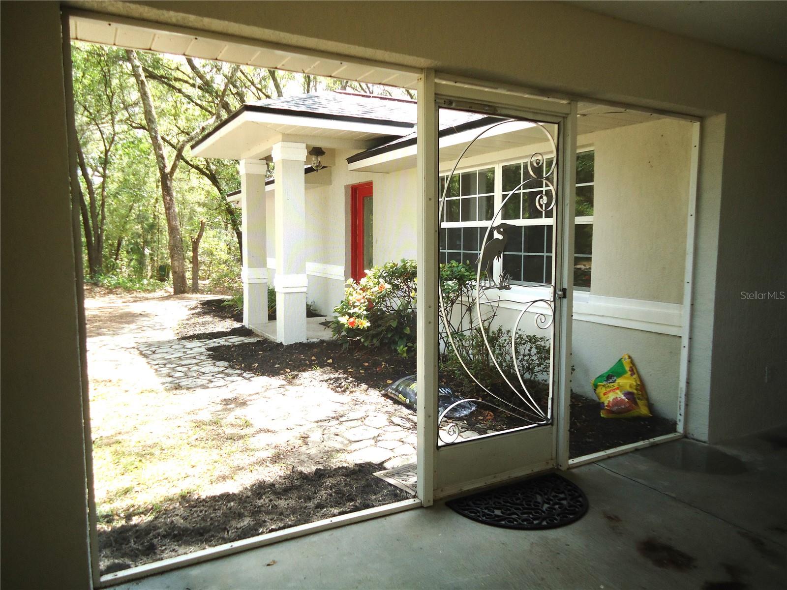 Screened porch toward front