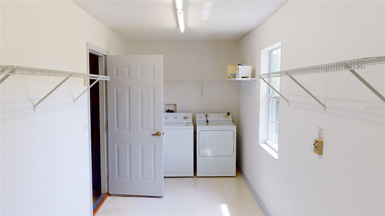 view looking from door into laundry room