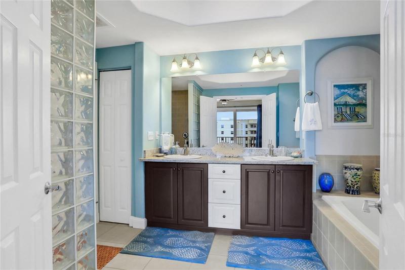 Double door entry with spa inspired bath