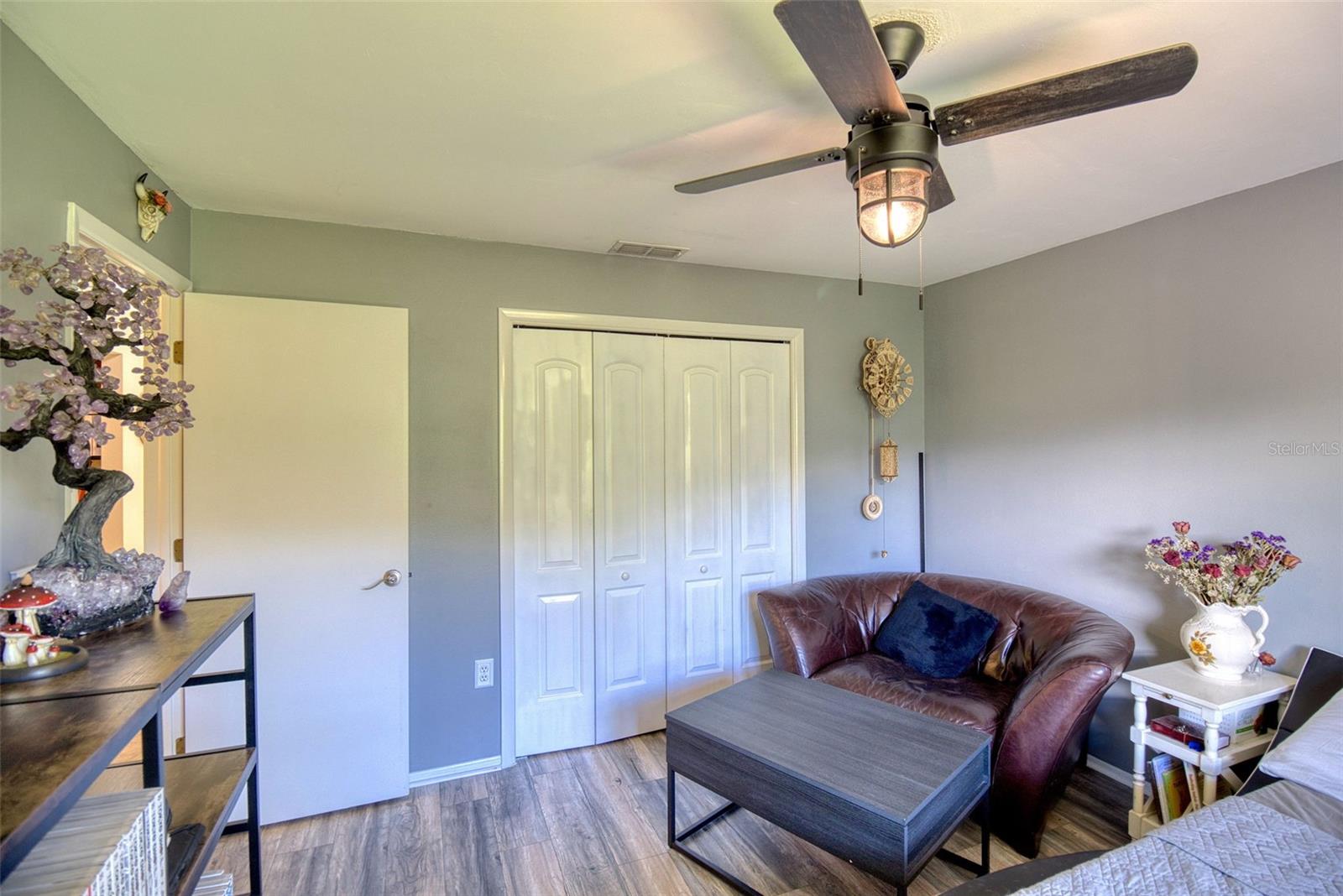 Closet includes  mulitple layers of shelving and is extra large.