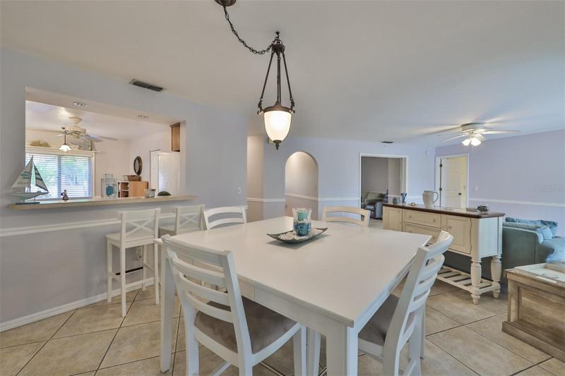 Dining room with breakfast bar.
