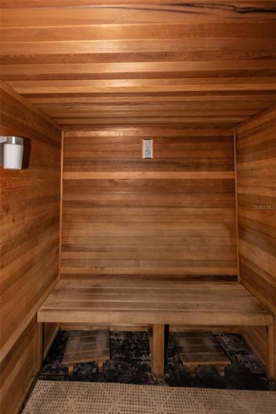 Dry sauna in fitness center