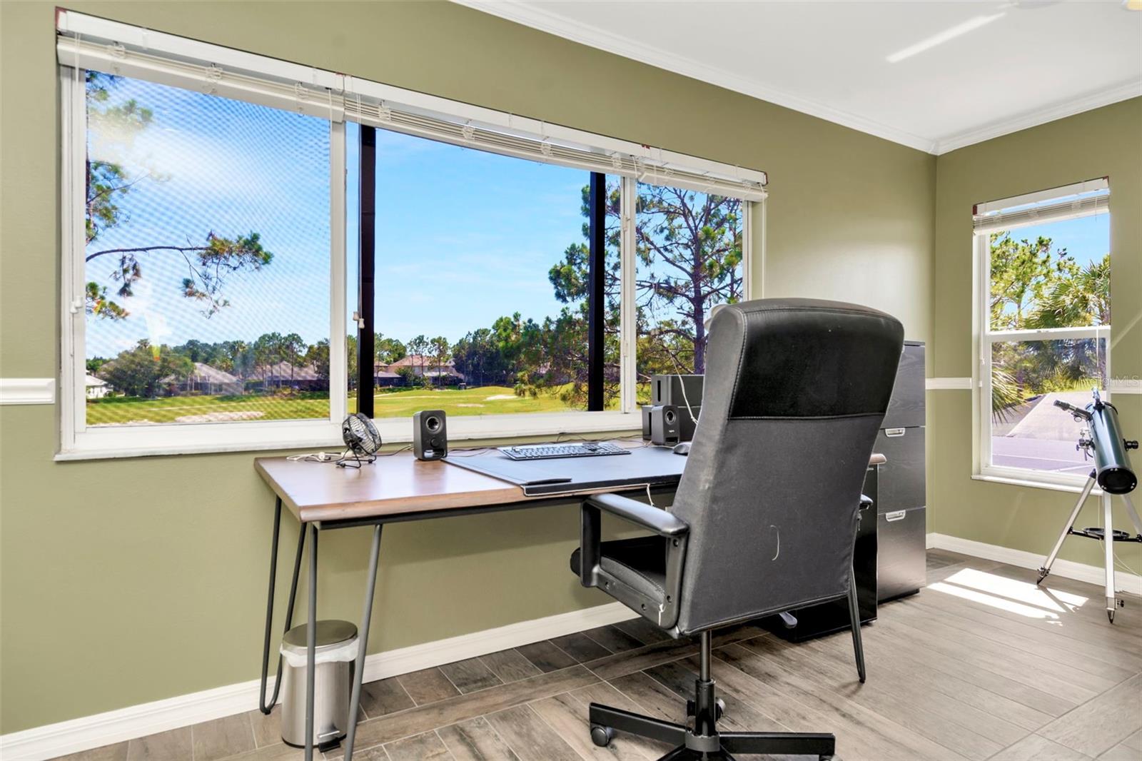 Desk area in Media Room with a view