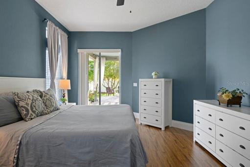 Master Bedroom with sliding doors out to the Patio