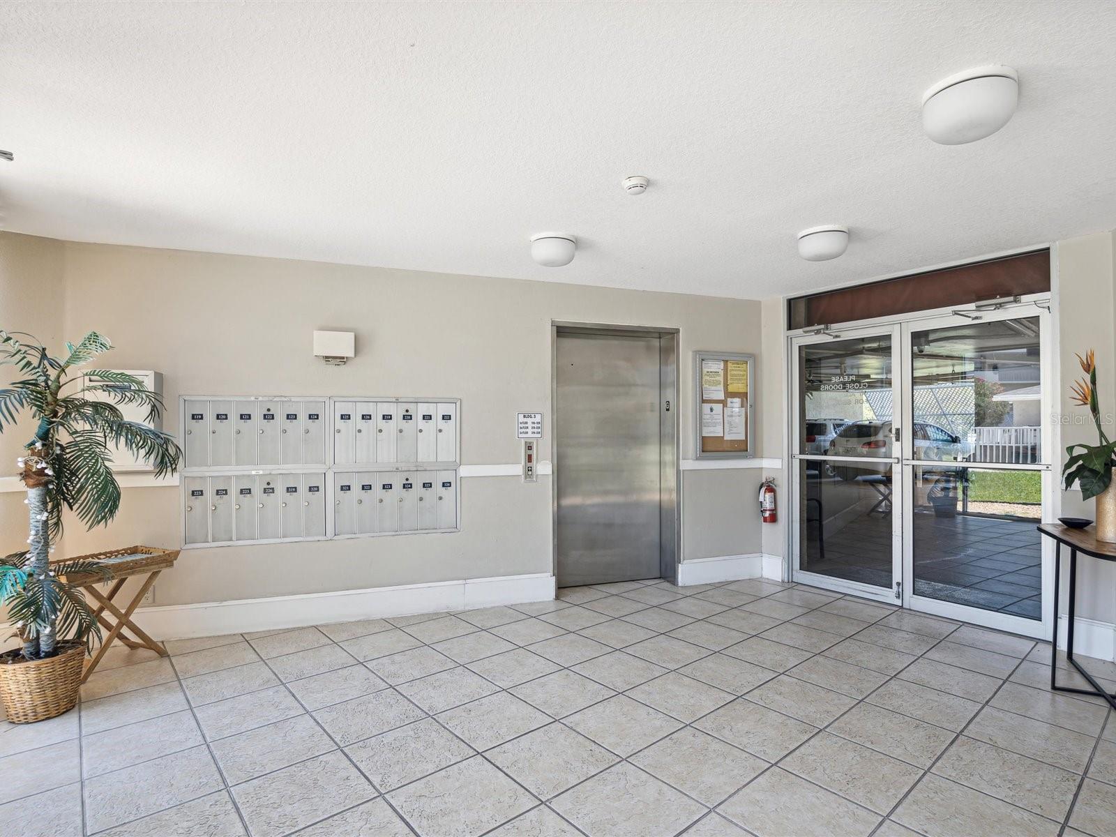Secured Lobby, elevator and mailboxes