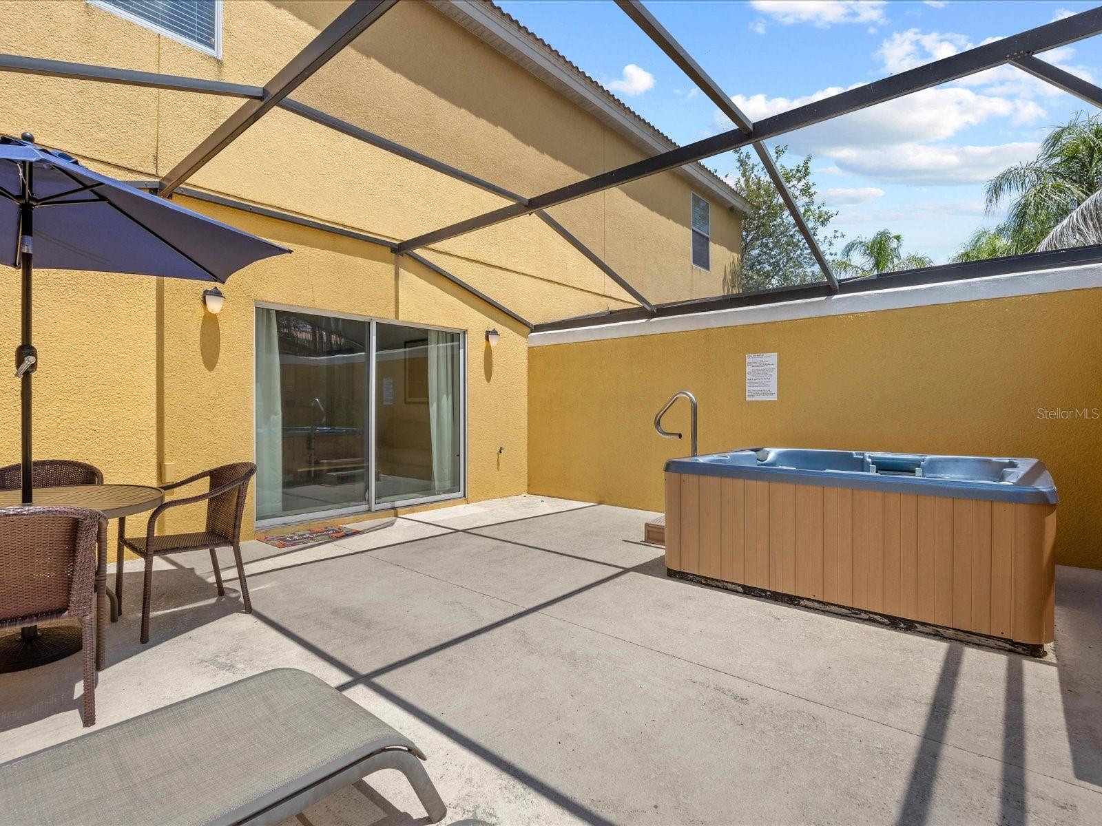 Patio and hot tub